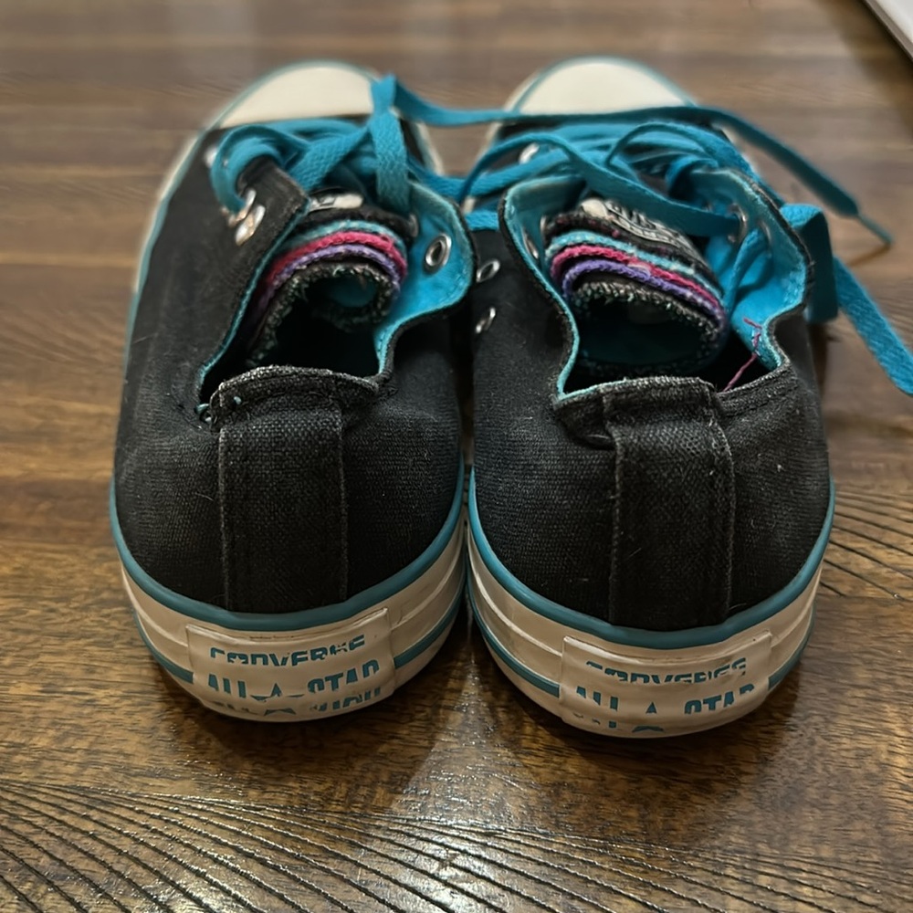 Converse Black and Blue Canvas Sneakers with Rubber Toe Cap - Picture 2 of 5